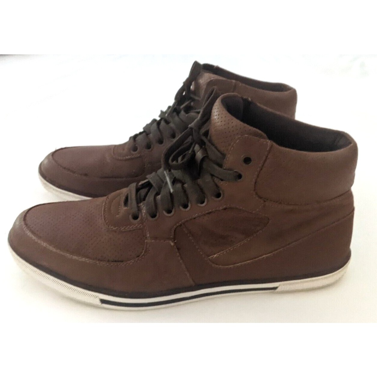 Kenneth Cole Reaction Men's Brown Lace Up Shoes Sneakers Highest Crown High Top